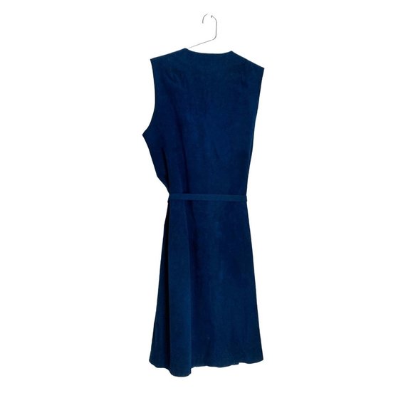 Herbert LEvy Womens Size 18.5 Skinner Ultra Suede Fabric Dress Midi Belted VNeck - Picture 4 of 4